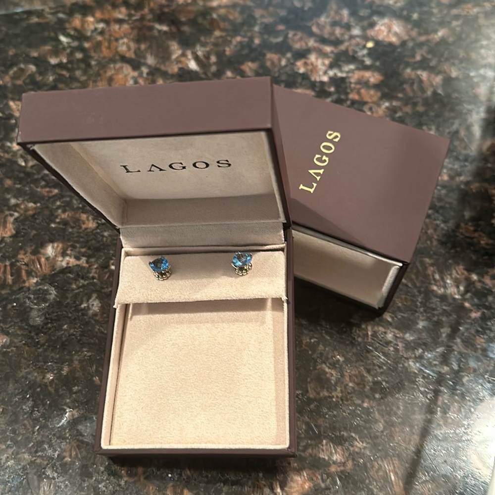 Lagos Swiss Blue Topaz Stud Earrings
